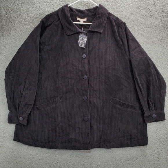 Woman Within Corduroy Jacket Shacket Plus Size 2X 26/28 Black - Picture 1 of 10